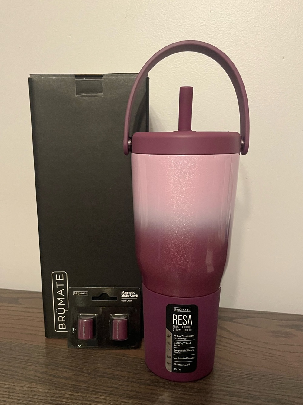 NEW! Brumate 35oz Violet Crush Resa w/ 2pk straw covers